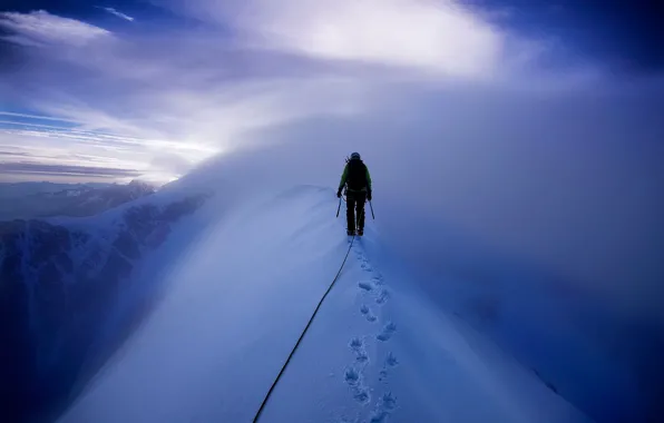 Snow, mountains, climber, Mont Blanc, climbing
