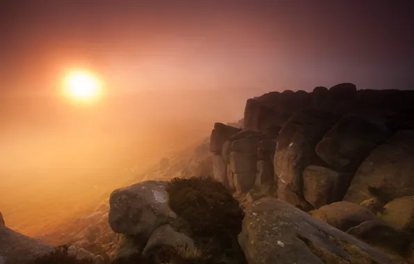 Landscape, sunset, mountains