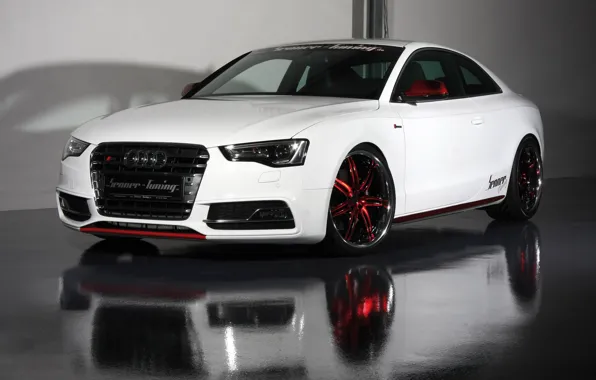 Picture white, reflection, Audi, Audi, floor, white, coupe, Senner tuning