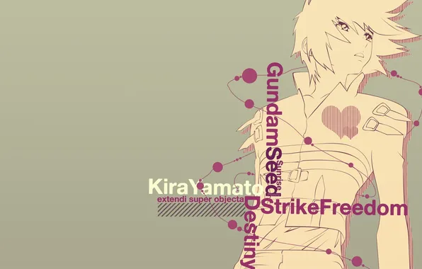 Picture look, heart, Anime, guy, Kira Yamato