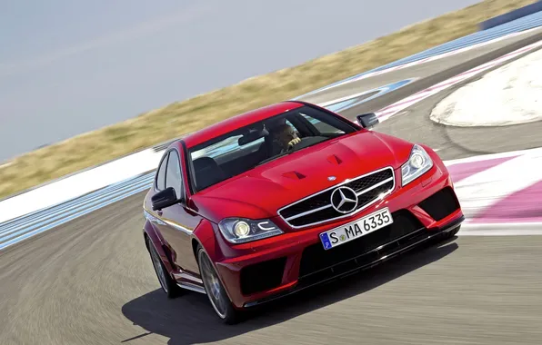 Picture red, speed, track, red, mercedes, Mercedes, black series, c63