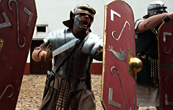Picture background, sword, armor, Rome, helmet, male, shield, Legionnaire