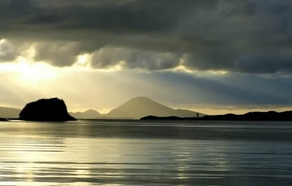 Picture the sky, clouds, landscape, mountains, clouds, nature, river, the evening