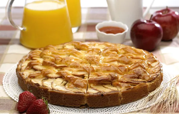 Picture apples, strawberry, juice, pie, Charlotte