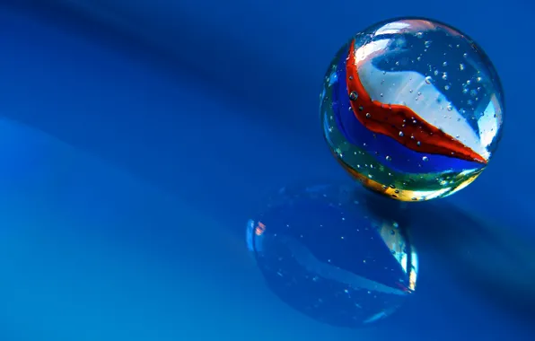 Macro, reflection, background, ball, glass bead