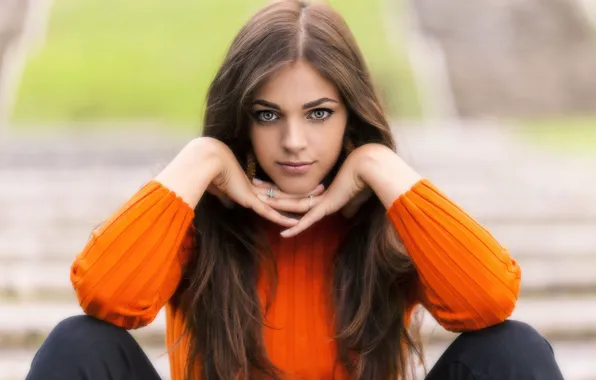 Look, hair, brown hair, Elena, bokeh