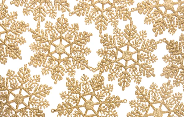 Winter, snowflakes, background, New Year, Christmas, golden, Christmas, winter