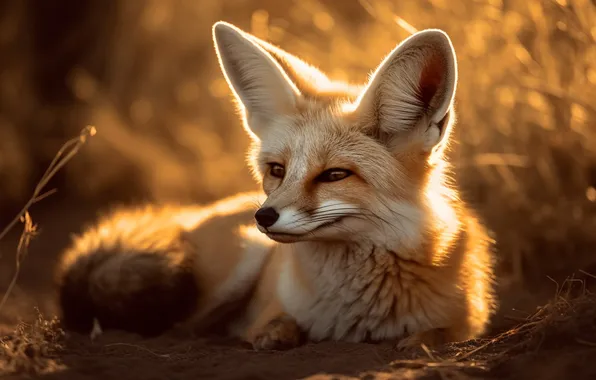 Look, face, light, portrait, Fox, lies, ears, Fenech