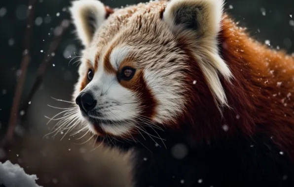 Snow, red Panda, face, red Panda, AI art, neural network