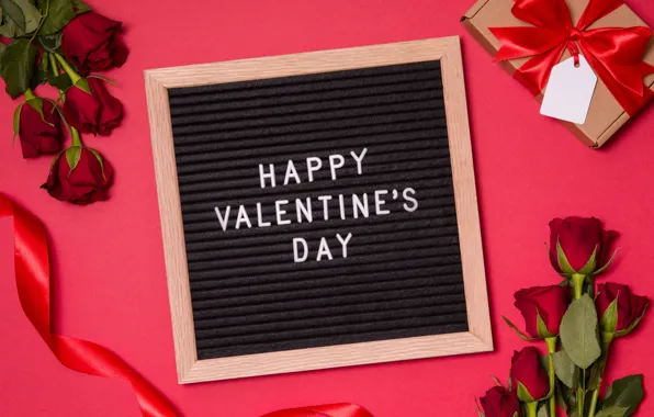 Flowers, gift, roses, bouquet, hearts, red, red, love