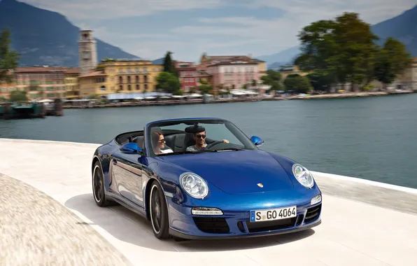 Picture sea, blue, Porsche, 911 Carerra