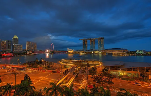 The sky, night, lights, Asia, Singapore, the hotel