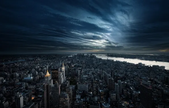 Night, clouds, the city, building, skyscrapers, the evening, America, USA