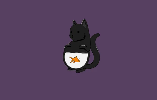 Cat, cat, minimalism, fish, cat, fish