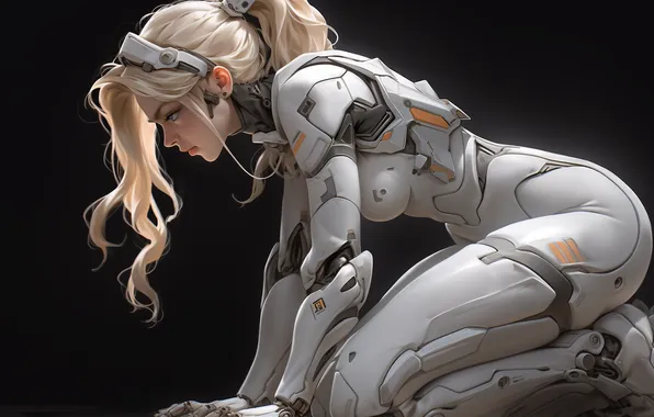 Picture cyberpunk, women, blonde, illustration, AI art