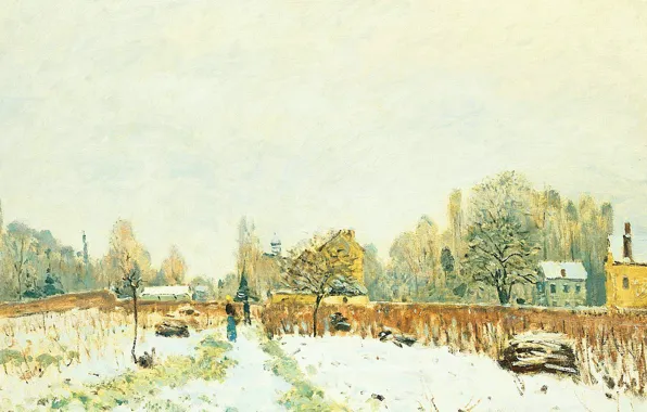 Picture picture, landscape, Snow in Lovesee, Alfred Sisley, Alfred Sisley
