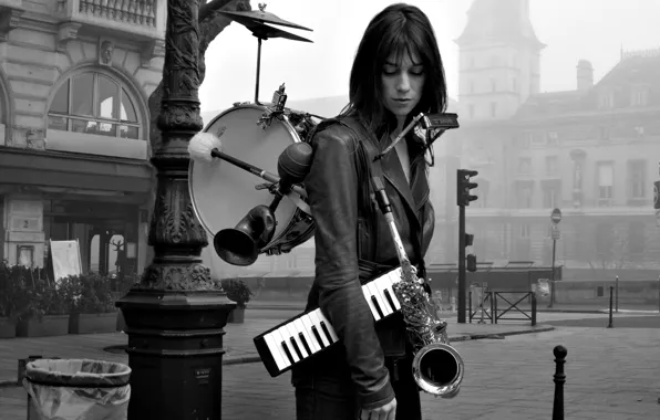 Girl, street, model, Paris, actress, brunette, singer, musician