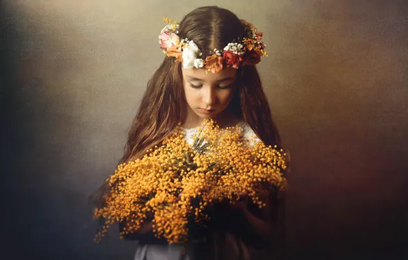 Picture flowers, portrait, girl