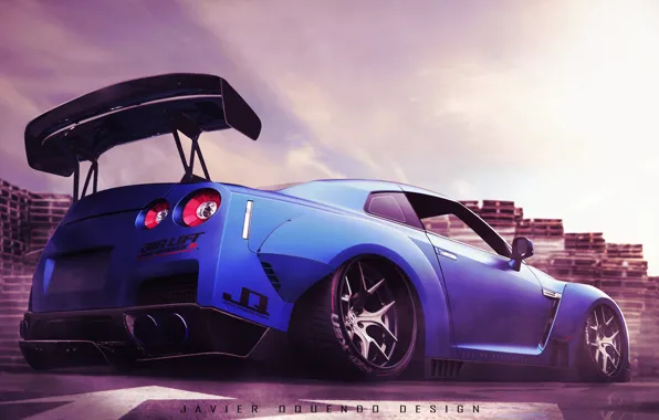 Auto, Blue, Machine, Nissan, Nissan GTR, Transport & Vehicles, Javier Oquendo, by Javier Oquendo