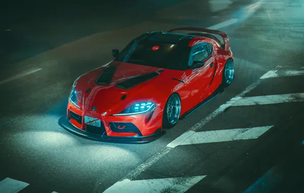 Red, Auto, Night, Machine, Light, Supra, Toyota Supra, Concept Art