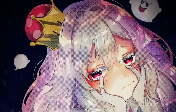 Girl, crown, ghosts, Mario, Princess Peach