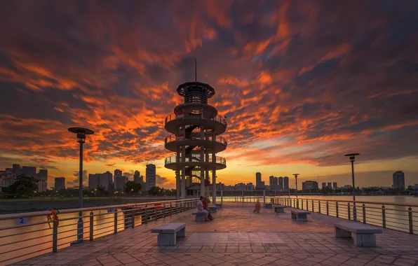 Picture clouds, Park, Singapore, glow