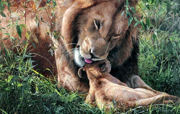 Leo, art, weasel, lion, Fathers Day, Terry Isaac, fatherhood