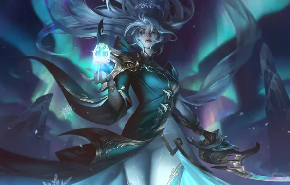 Magic, game, character, long hair, character, League of Legends, polar lights, LOL