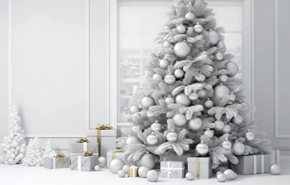 Picture winter, decoration, room, balls, tree, interior, New Year, Christmas