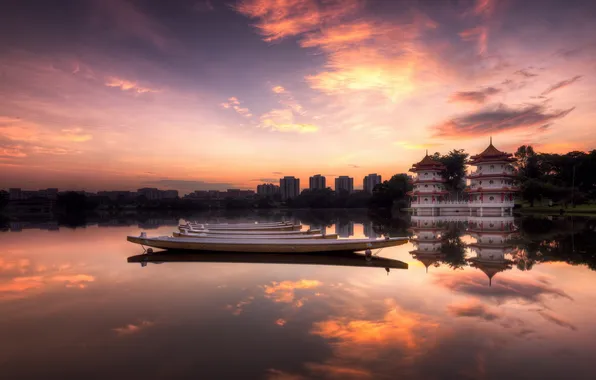 Picture sunrise, Chinese, Garden