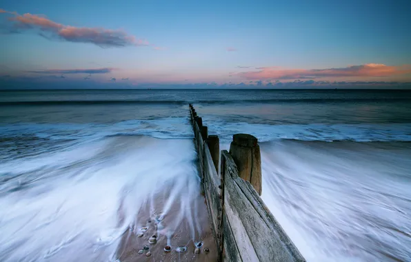 Beach, ocean, sunset, cloud