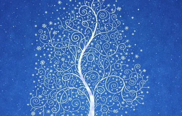 Snow, blue, pattern, Tree
