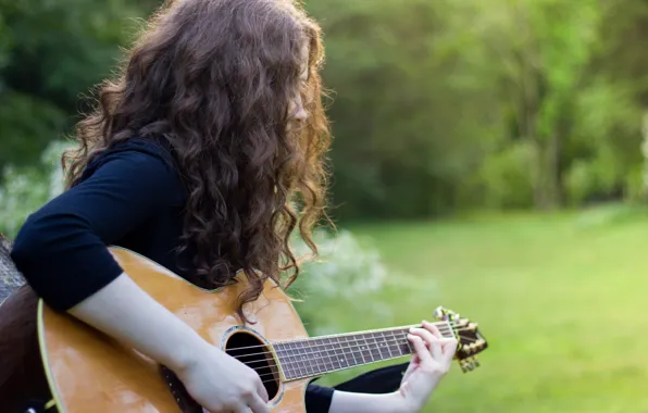 Girl, music, guitar
