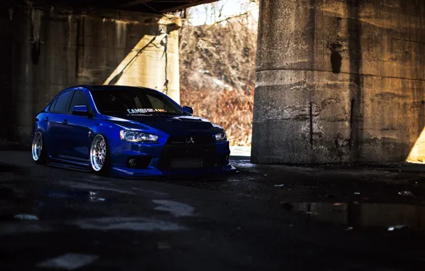 Picture Mitsubishi, blue, tuning, lancer, evo X