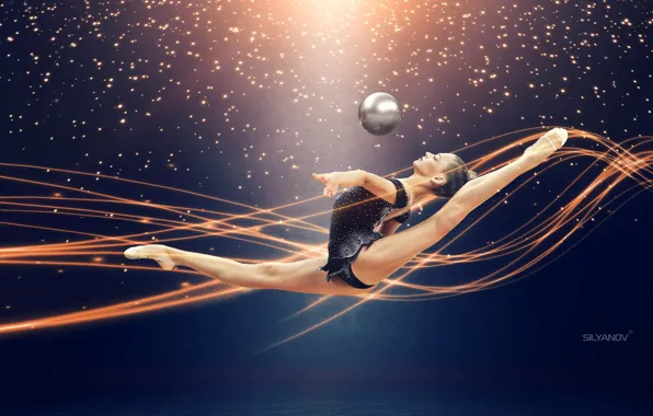 Pose, background, jump, model, panties, the ball, dance, makeup