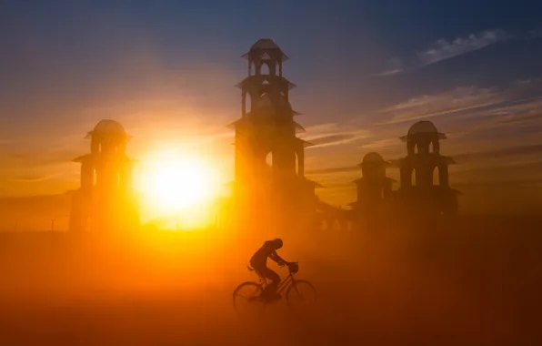 Light, sunset, bike