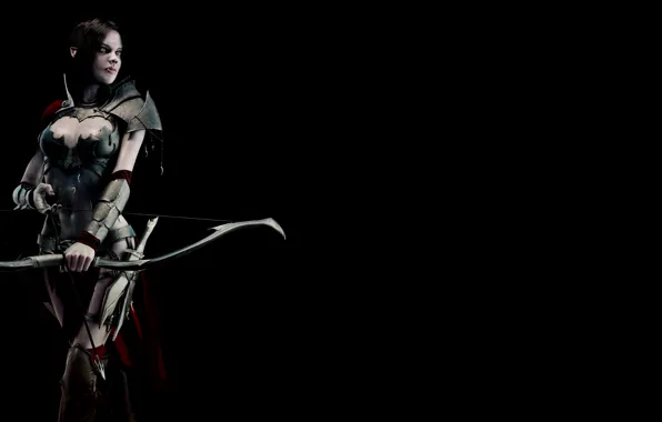 Bow, Armor, Black background, Arrows, Drow, Dagger, Armor, Blade