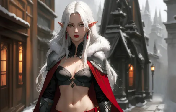 Girl, fantasy, art, painting, elf, digital art, fantasy art, white hair