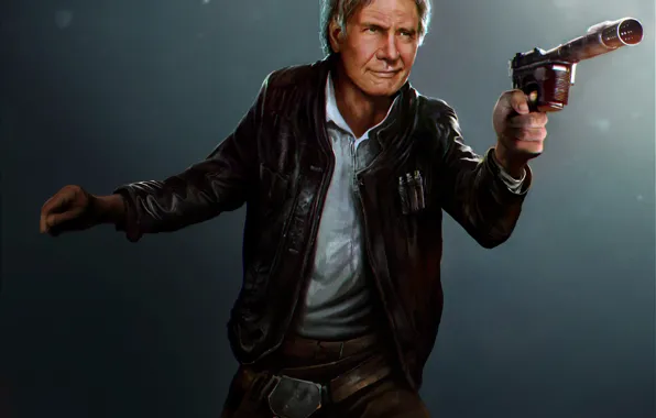 Picture the old man, star wars, art, Harrison Ford, han solo