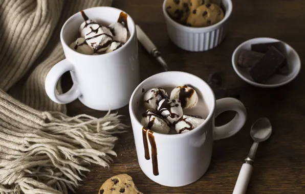 Chocolate, cookies, ice cream, Cup, Chocolate, Ice cream