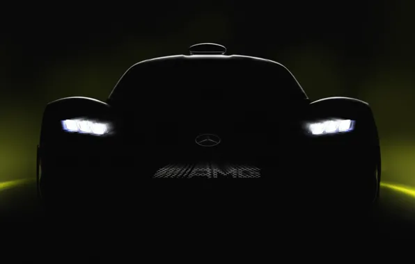 Line, background, lights, Mercedes-Benz, green, Mercedes, Black, black