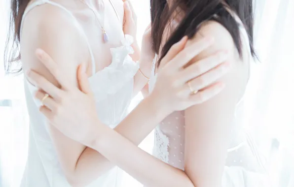Asian, Women, Models, Babes, Close Up, Hug, Chic, Close Shot