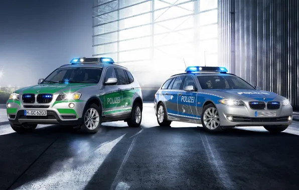 Background, BMW, Police, BMW, crossover, universal, 5 Series, Polizei