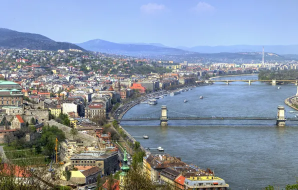 Picture bridge, panorama, bridge, panorama, Hungary, Hungary, Budapest, The Danube