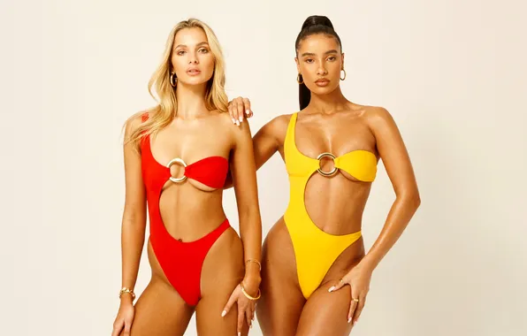 Girls, beautiful, models, swimwear, bikinis, fashionable