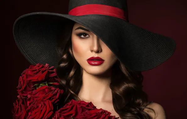 Roses, brown eyes, sexy, charming, lady, bright makeup, welcome, a classy lady