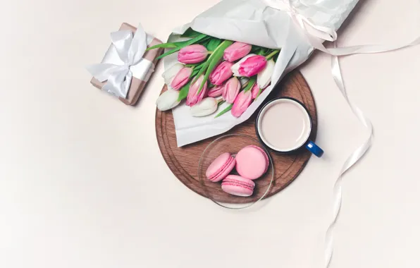 Gift, coffee, bouquet, Cup, Anastasia