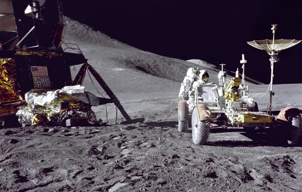The moon, Falcon, astronaut, Jim Irwin, lokomobil, Apollo 15