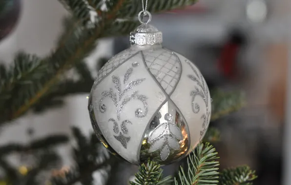 Picture toy, tree, new year, silver