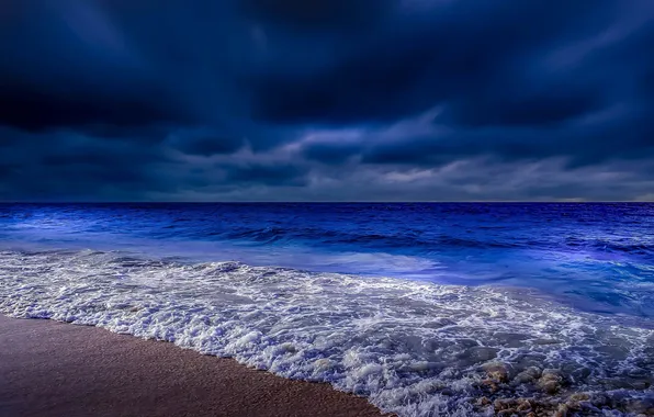 Sand, wave, beach, the sky, landscape, nature, the ocean, horizon